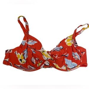 Catalina Orange Floral Twist Front Underwire Swim Top Plus Size 2X